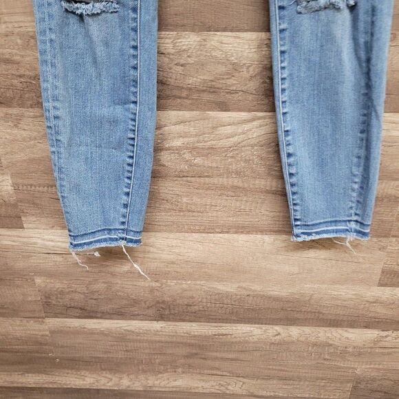 Madewell Distressed‎ High Riser Skinny Cut Edge Jeans Blue Womens Size 25 Denim - Picture 10 of 16